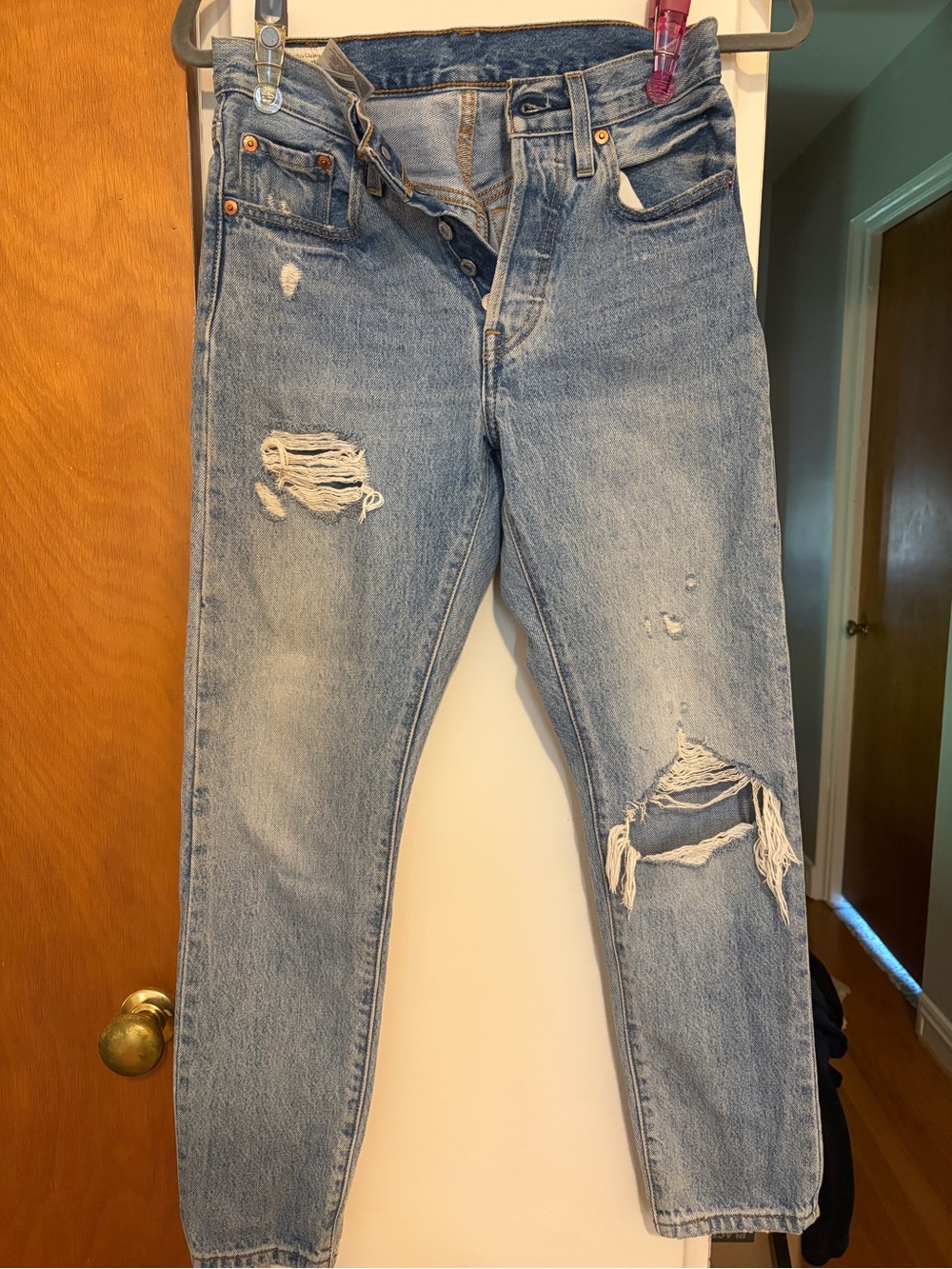 Levi's Light Blue Skinny Ripped Jeans